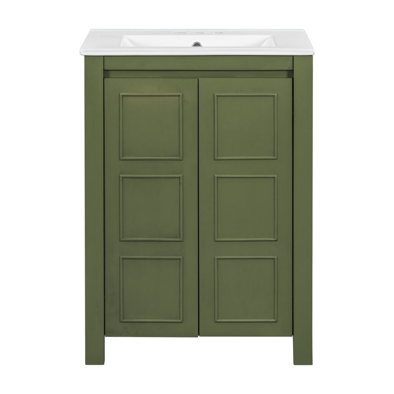 Meuble-lavabo simple avec comptoir en céramique et armoire