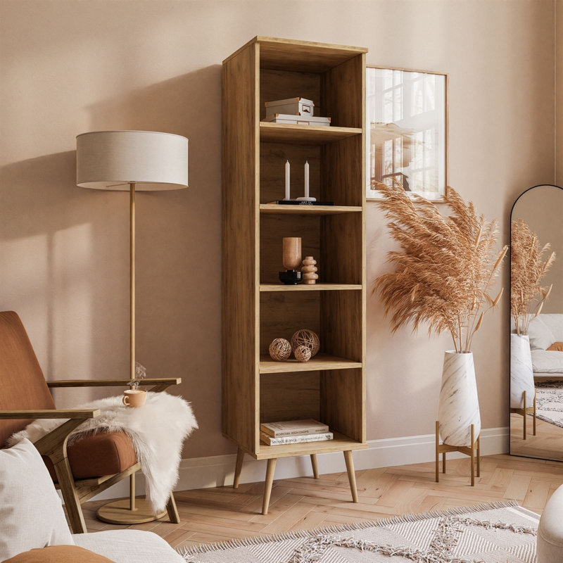 Yadira 180cm H x 46cm W Standard Bookcase, Gold Craft Oak