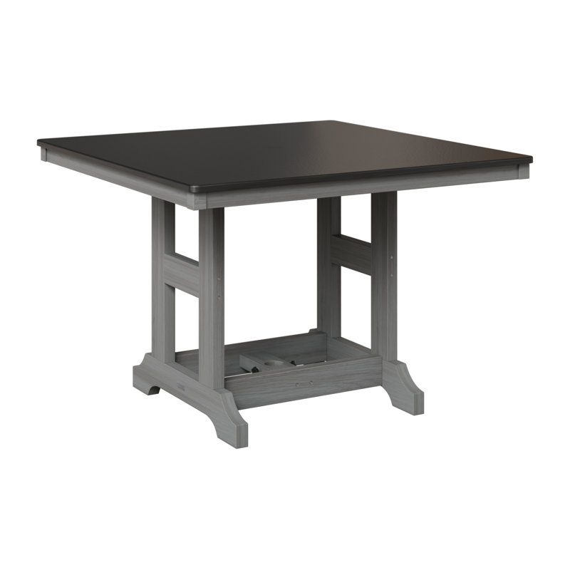 Table de salle à manger à hauteur de comptoir carrée 44 po Berlin Gardens Garden Classic, Bois flottant gris, Noir martelé