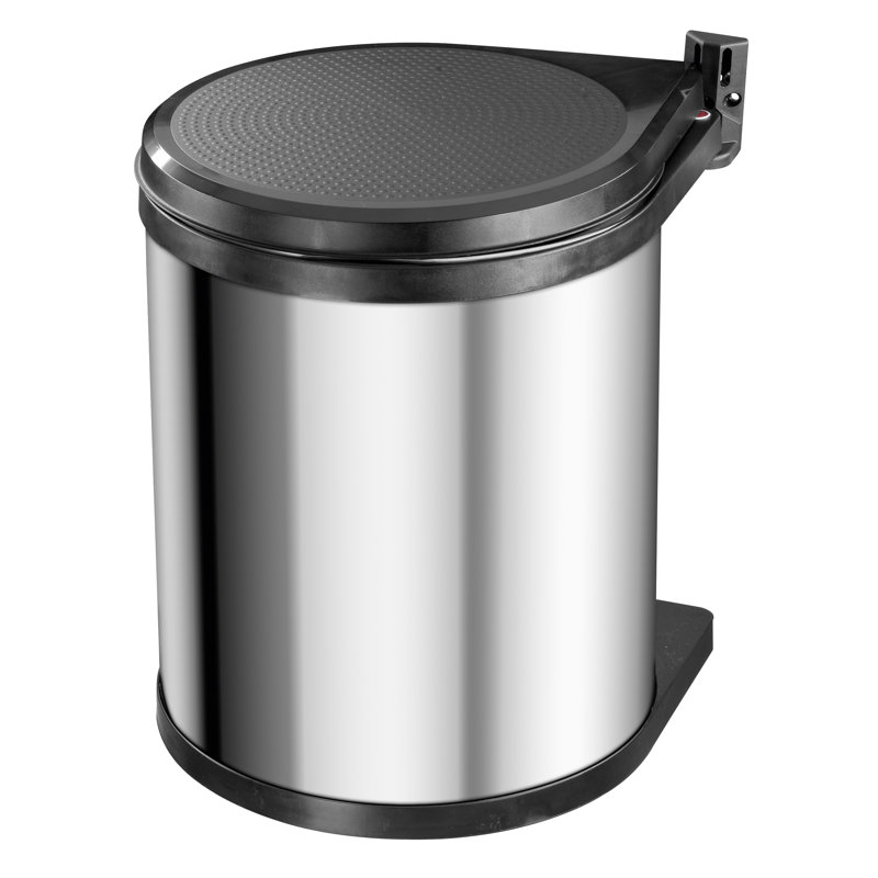 Hailo Compact-Box M - Poubelle de cuisine intégrée avec système de couvercle, poubelle sous l'armoire de 4 gallons, poubelle à charnière peu encombrante pour une installation à gauche ou à droite