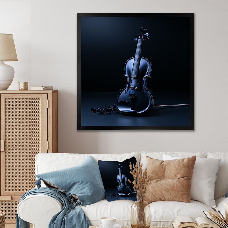 Minimaliste ébène, violon, vibrations I - fruits, art mural, Cadre simple noir, H 16 po x l 16 po x P 1 po