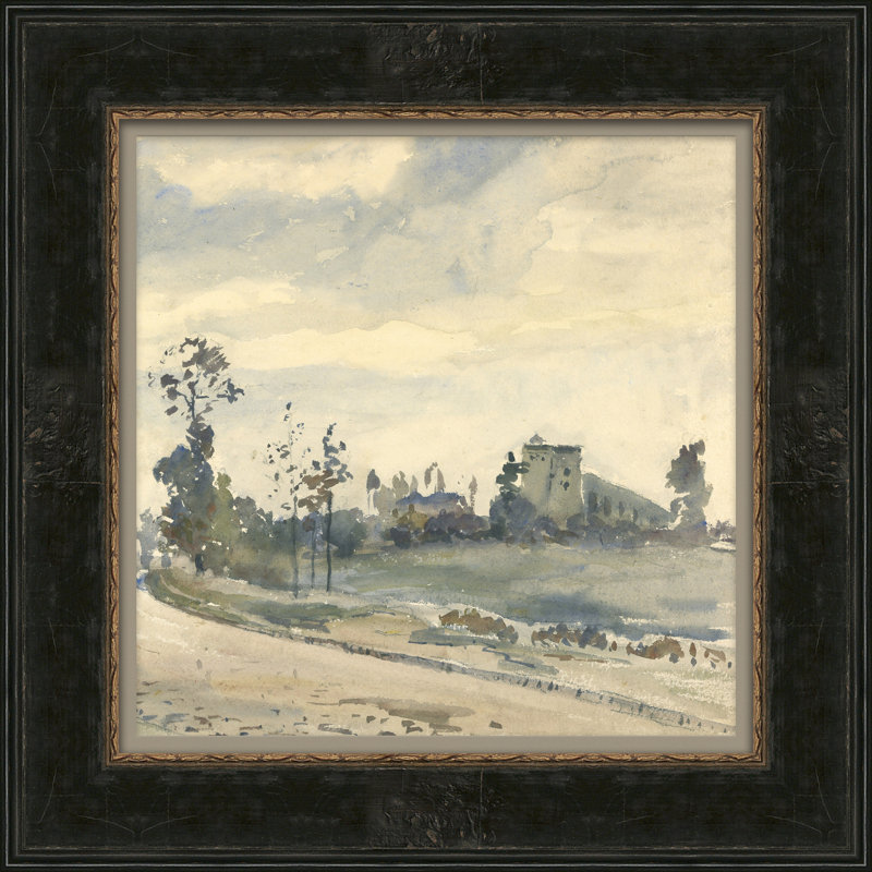 Black Wood Framed Watercolor Landscape Print