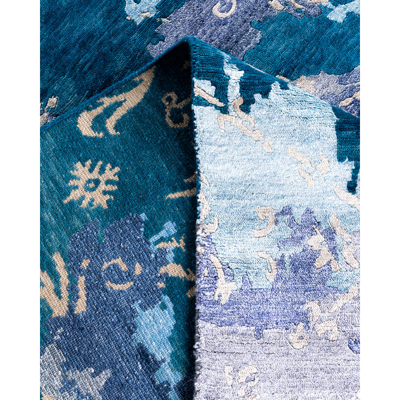 Overdyed One-of-a-Kind Rectangle 9'1" X 12'2" Hand Knotted Area Rug