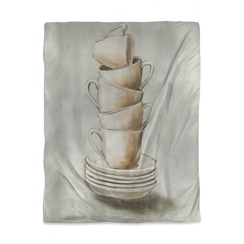 Contemporary Object Stacked Cups Kitchen Duvet Cover Decor