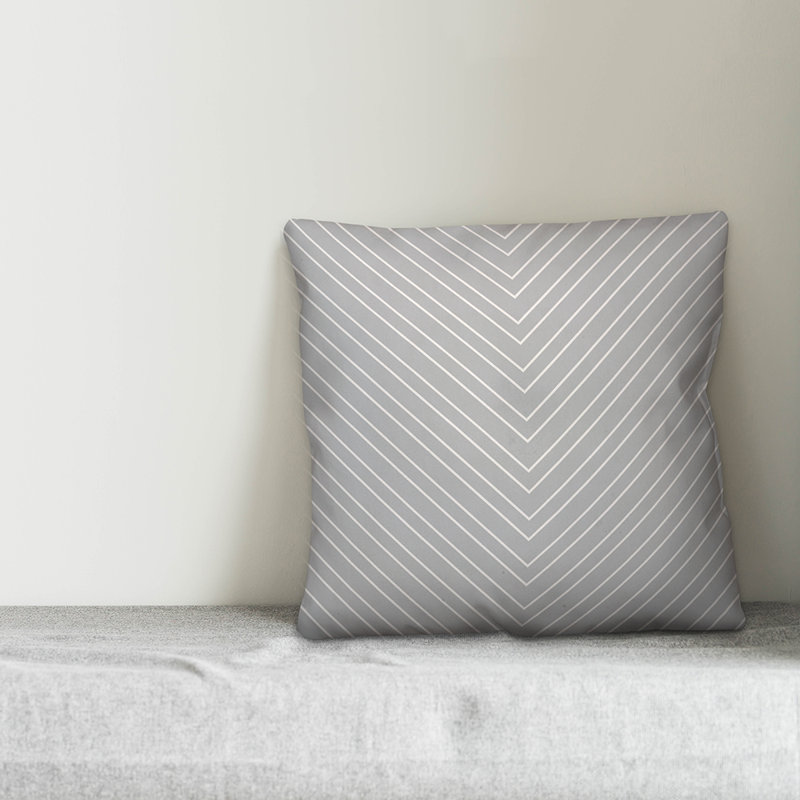 Gray Polyester Euro Geometric Pillow Cover 18" x 18"