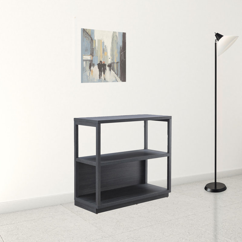 33" Three Tier Standard Bookcase, Dark Grey