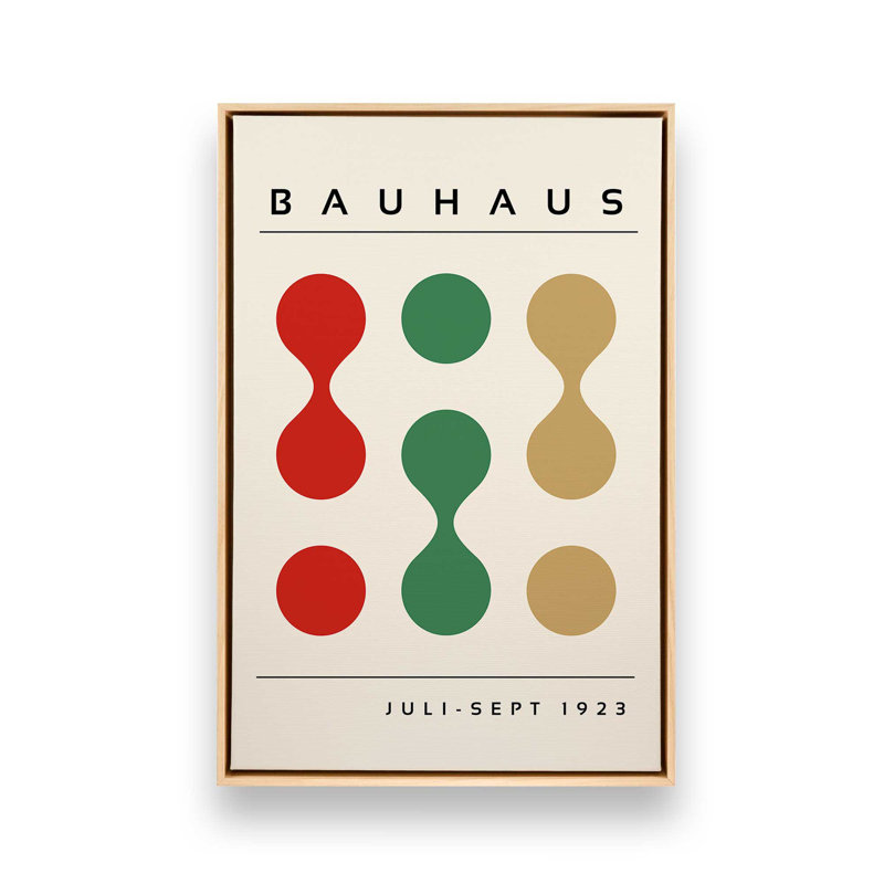 «Bauhaus Shapes», reproduction réinventée sur toile, Cadre flottant brun, H 36,75 po x l 24,75 po