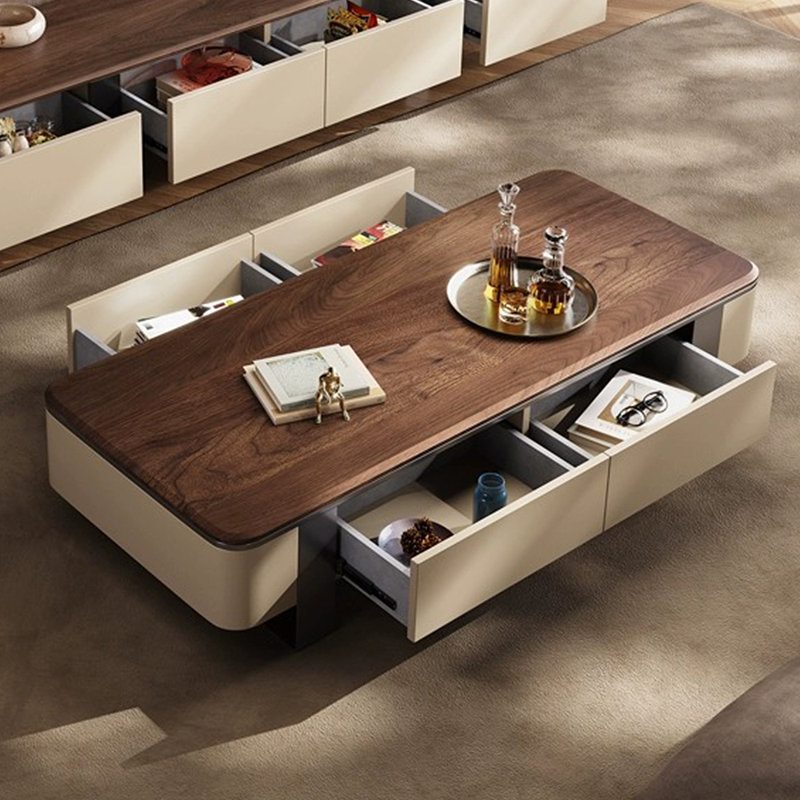 Solid wood new style advanced simple tea table, 15.75" H x 51.18" L x 27.56" W