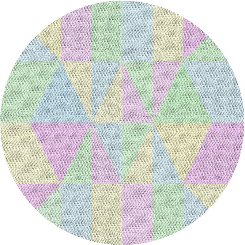 Tapis vert/rose tissé à la machine, Rond 5 pi