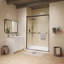 Porte de douche à double cadre coulissante de 46 à 48 po x H 72 po en bronze huilé avec verre trempé transparent de 1/4 po, poignées doubles-133944987-98882084