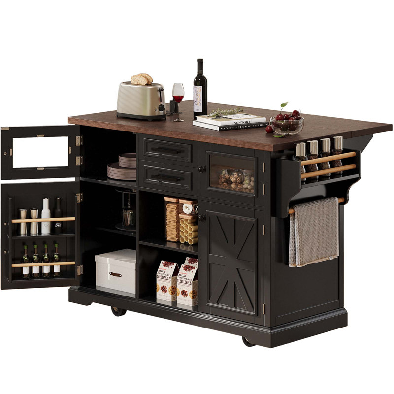 Îlot de cuisine polyvalent avec abattant, prise de courant et grand espace de rangement pour une expérience culinaire et culinaire améliorée