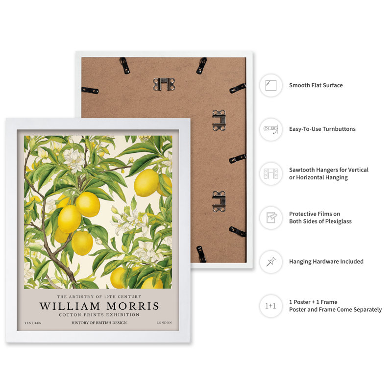 William Morris - Citronnier, Poster, White Framed, 08"H x 10"W