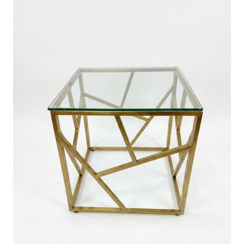 Ozuna Square Side Table, Gold