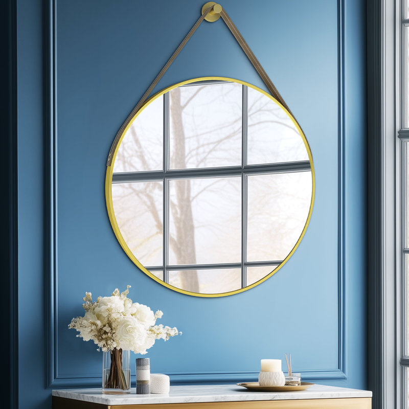 Wal Mirror Aluminium Round Mirror, Gold, 70cm x 70cm