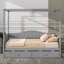 Lit simple avec auvent et deux tiroirs, structure de plateforme en bois avec tête de lit-1519147353