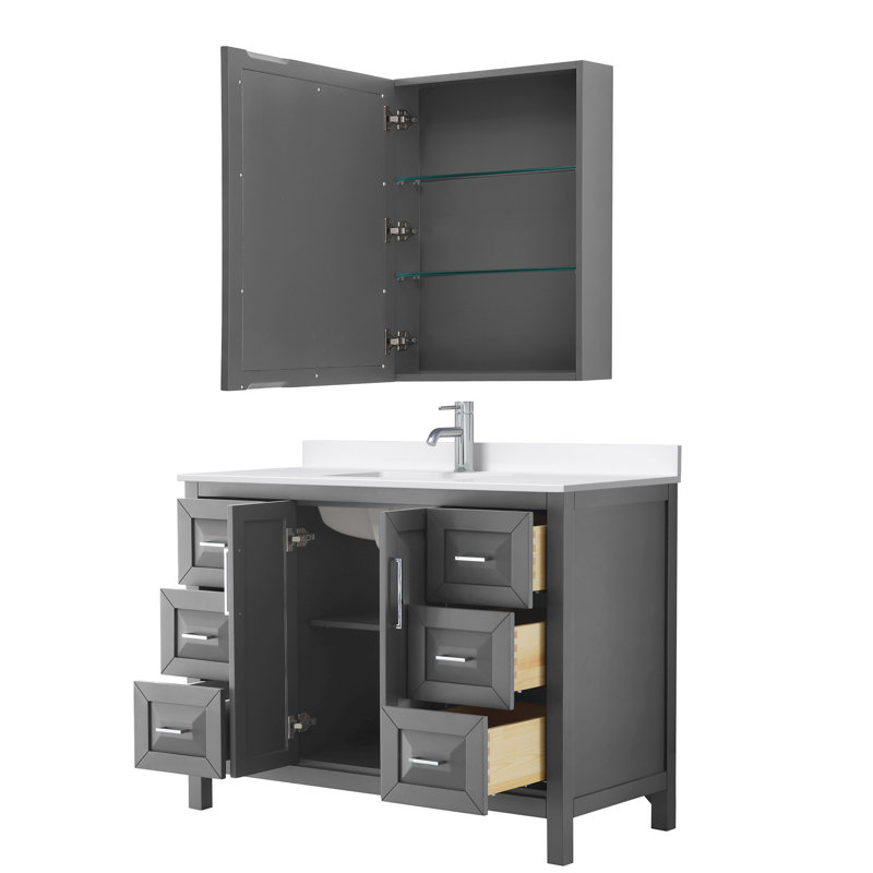 Daria 48'' W Vanity, Gray, Polished Chrome, Giotto Quartz