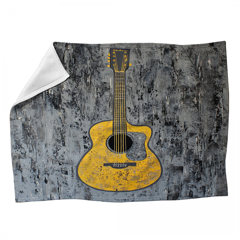 Jeté en molleton Guitare - Jets de musique pour canapés ou lits, L 80 po x l 60 po