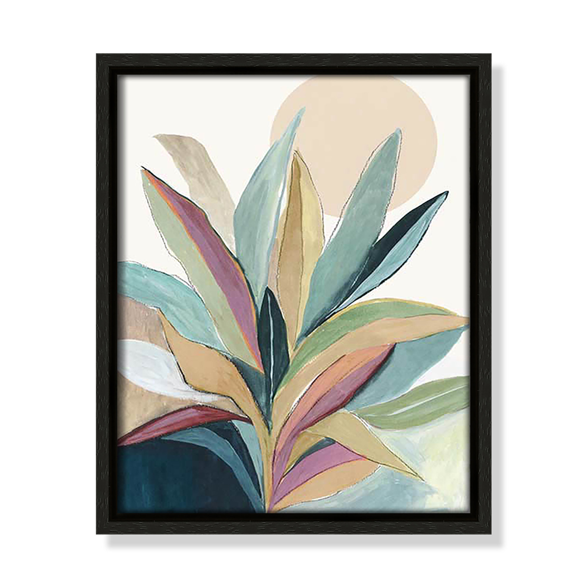 Sherbrooke Sunny Bright Leaves I by Asia Jensen Print, No Mat, 11.5" H x 9.5" W x 2" D, Espresso Floater Framed