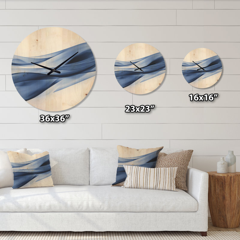 Horloge murale moderne en bois bleu clair scintillant, Grand