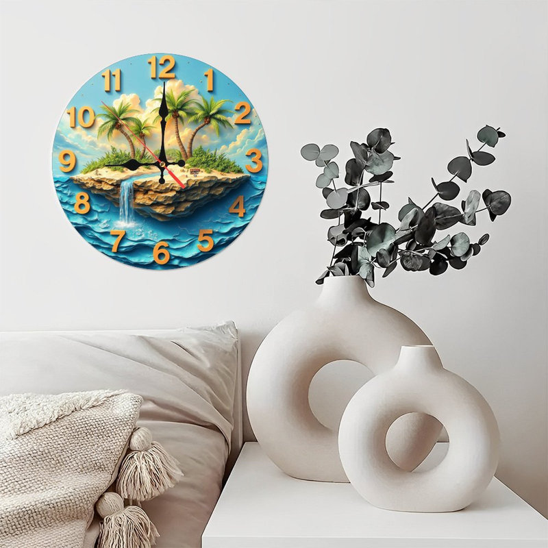 Décoration murale horloge tropicale