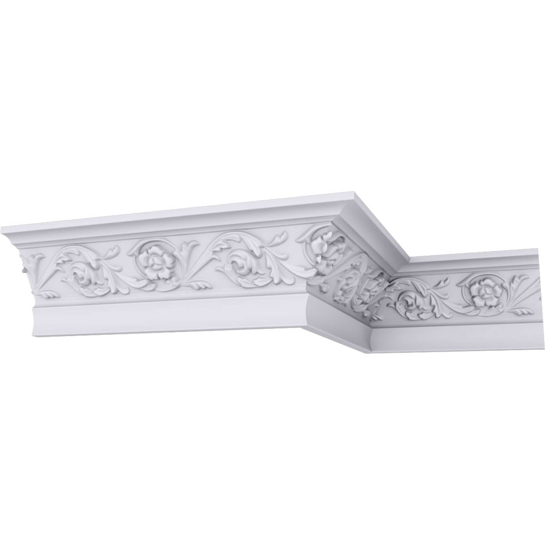 3 1/8"H x 2 1/8"P x 3 3/4"F x 94 1/2"L Floral Crown Moulding Ekena Millwork