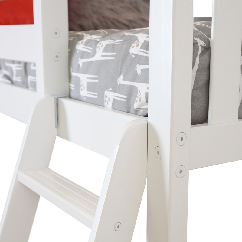  Lit mezzanine simple en bois massif Foote avec tablettes Foote, Blanc