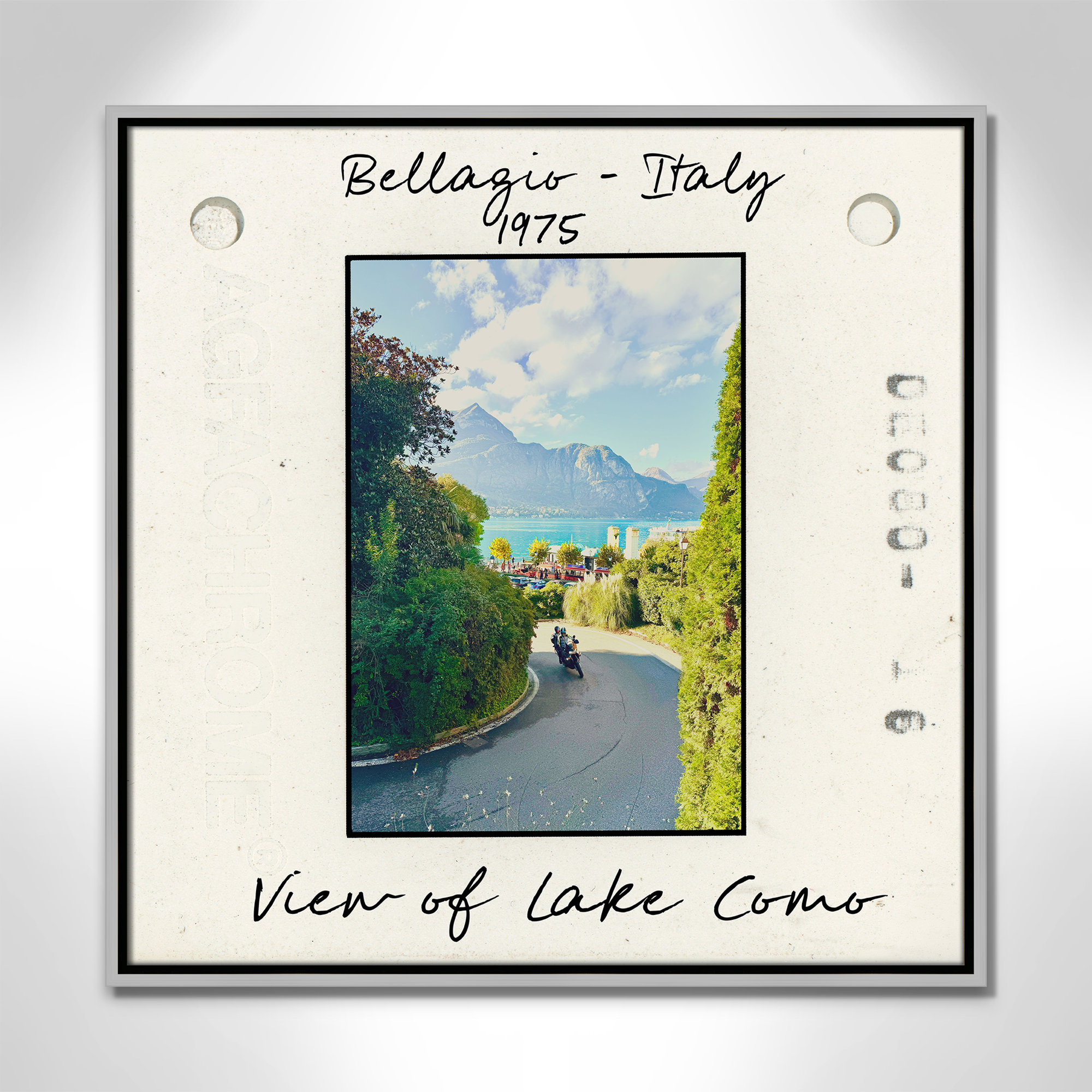 Belaggio, Italy - View of Lake Como Print by Susan Jill, 25.5" H x 25.5" W x 2" D, Silver Floater Framed Canvas