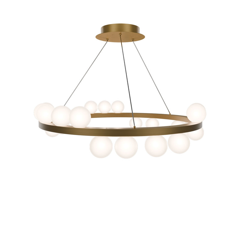 Carousel Dimmable LED Chandelier With Built-In Color Temperature Adjustability Switch, 2700K/3000K/3500K/4000K, Aged Brass