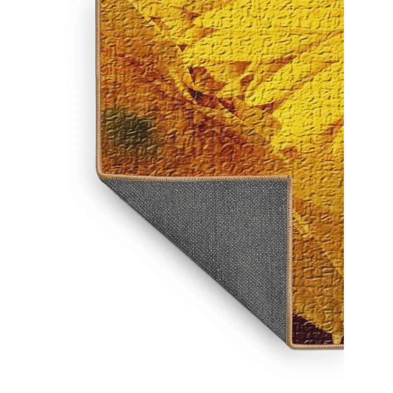 Tapis de zone jaune fleur, Rectangle 2 pi x 4 pi