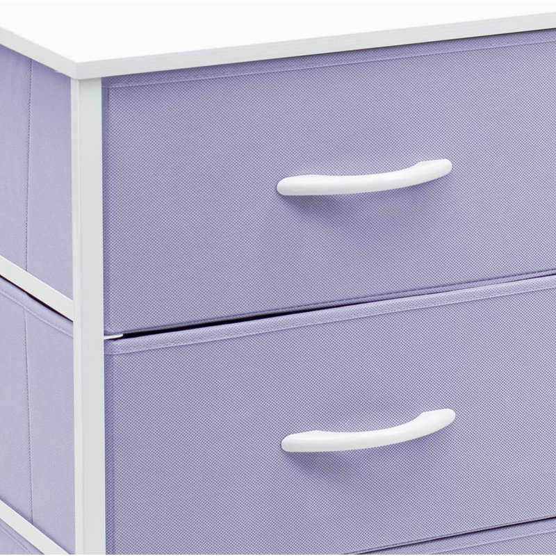 Sorbus 6 Drawers Dresser with Steel Frame, Wood Top, Fabric Bins, Purple
