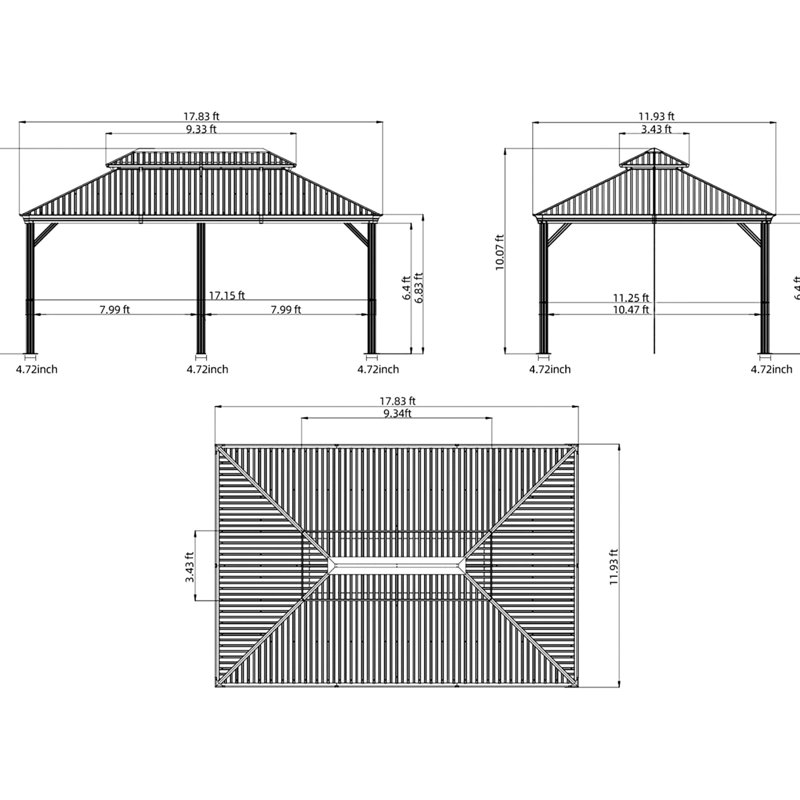 12'X18' Outdoor Gazebo, Brown Aluminum Frame Canopy With Galvanized Steel Double Roof, For Patio And Lawn - Structure, Fire- Curtains To Elements, Privacy Focused 180G M2 Curtain Net