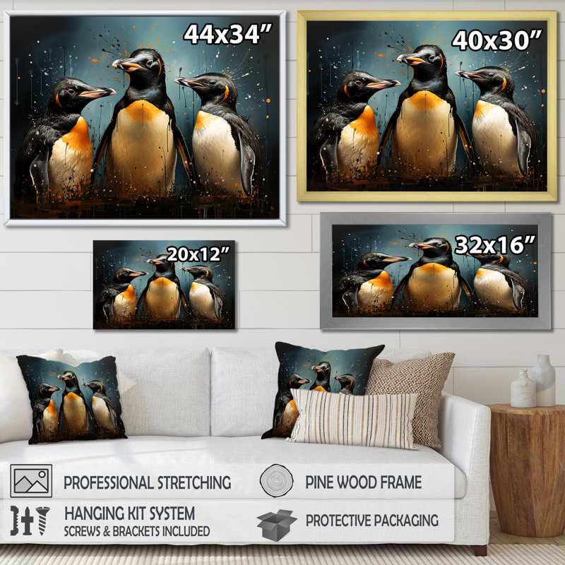 Cheng and Chic Penguins, Cadre flottant naturel, H 12 po x l 20 po x P 1 po