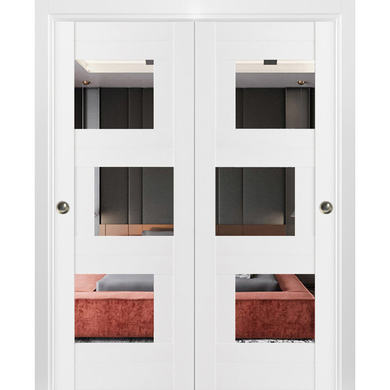 Portes de placard coulissantes en bois à miroir Quadro, 56 po x 80 po