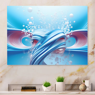 «Fractal Blue and White Fusion I», art mural en métal fractal MT137550