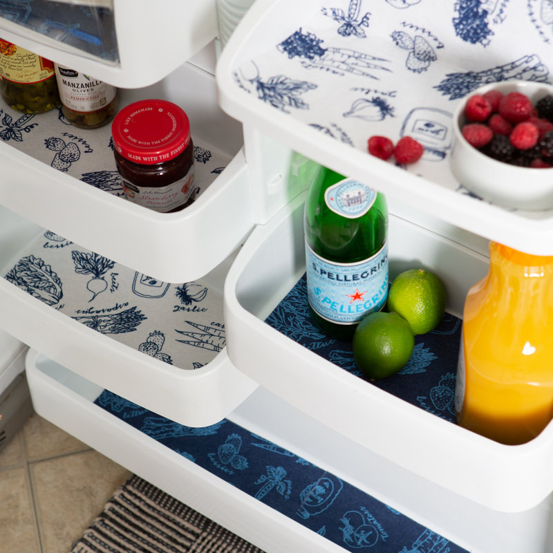 Addyline Market Print Fridge Liner, Blue