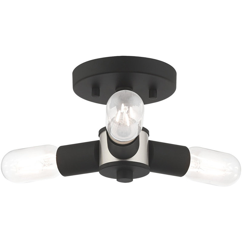 Deyjah Glass Semi Flush Mount, Black