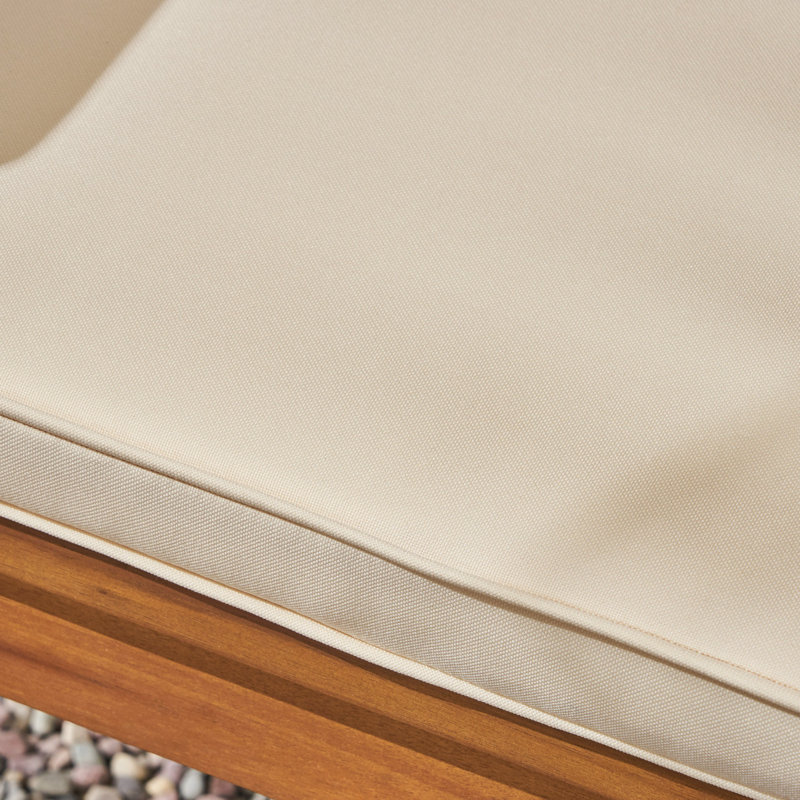 Chaise de patio en acacia avec coussin, Structure brune patine / coussin crème