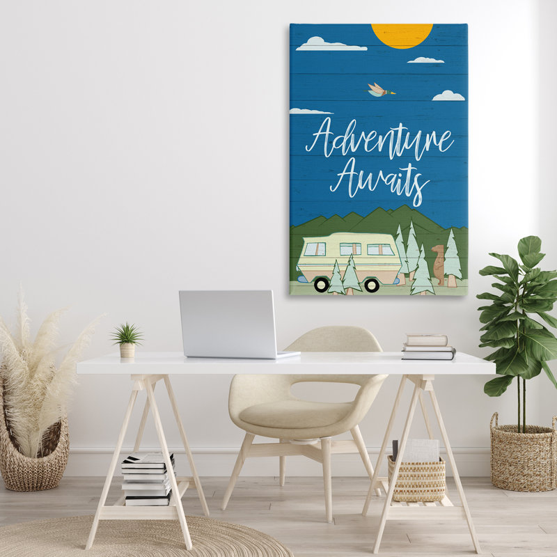 «Adventure Awaits Landscape», toile par Hugo Edwins, H 45 po x l 30 po