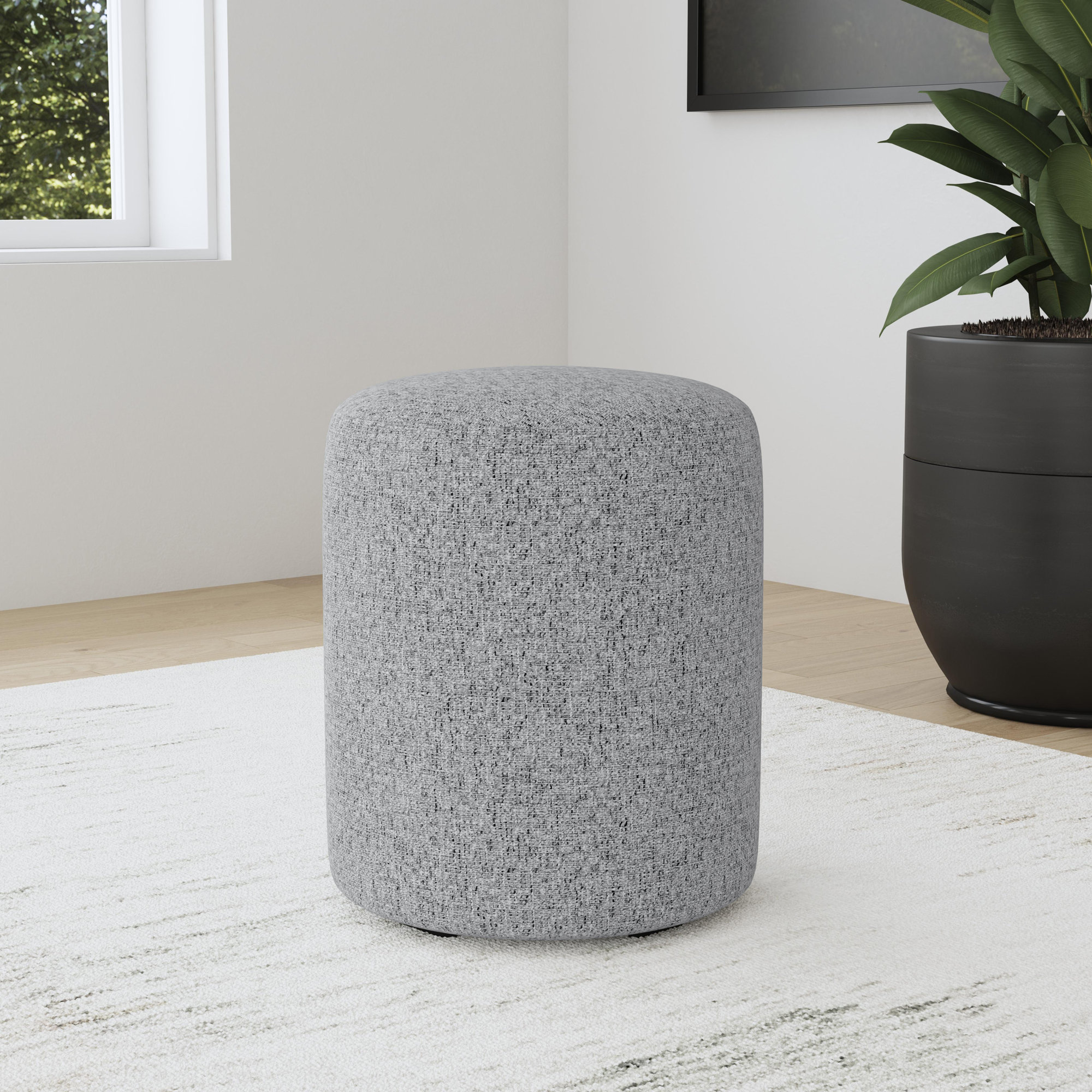 Birchbrook Upholstered Ottoman, Grey Sustain® Tweed