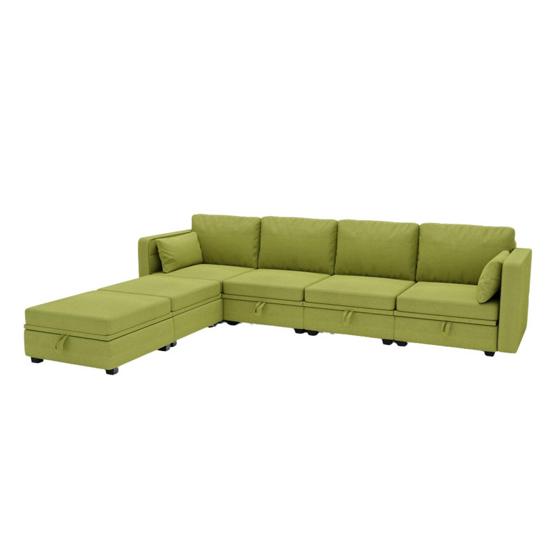 Wide Reversible Modular Sofa & Chaise with Ottoman