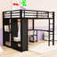 Lit mezzanine avec garde-robe intégré, bureau, tablettes de rangement et garde-corps-746993155-746993154