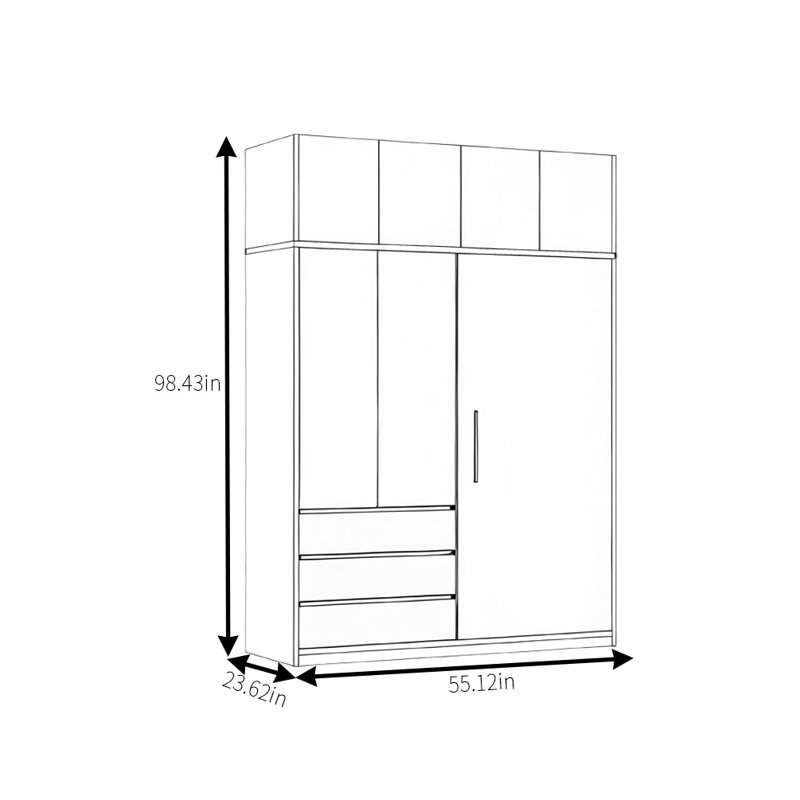 Simple Classic Wardrobe, 98.43" H x 55.12" W x 23.62" D