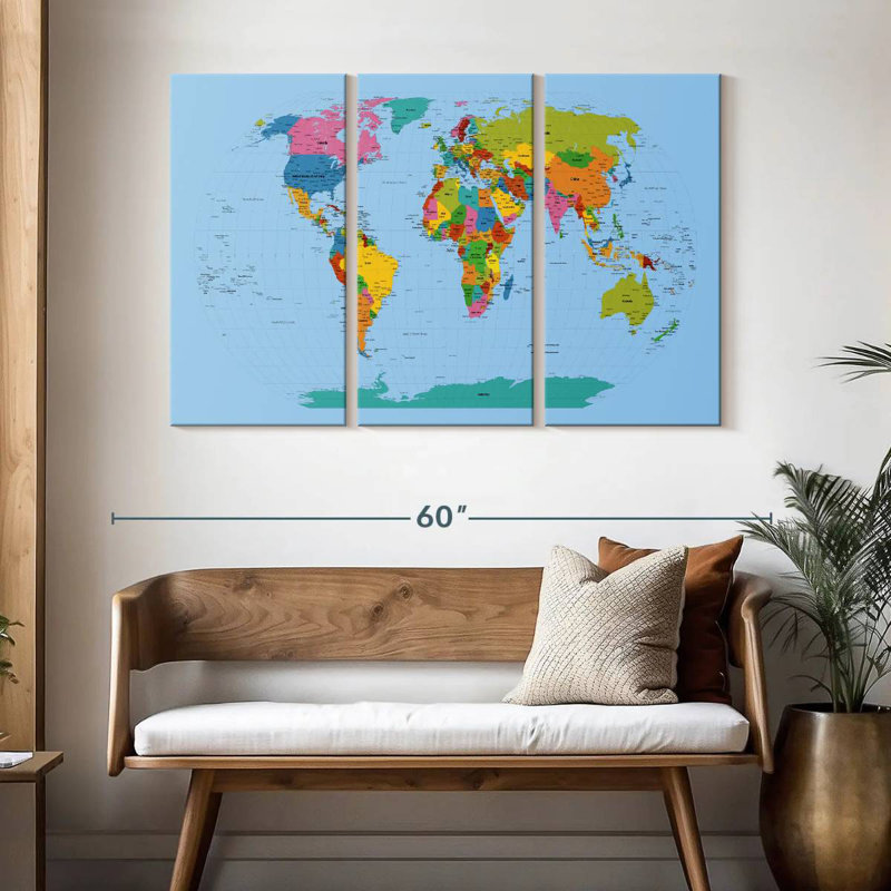 Carte du monde Aliaz, H 32 po x l 50 po