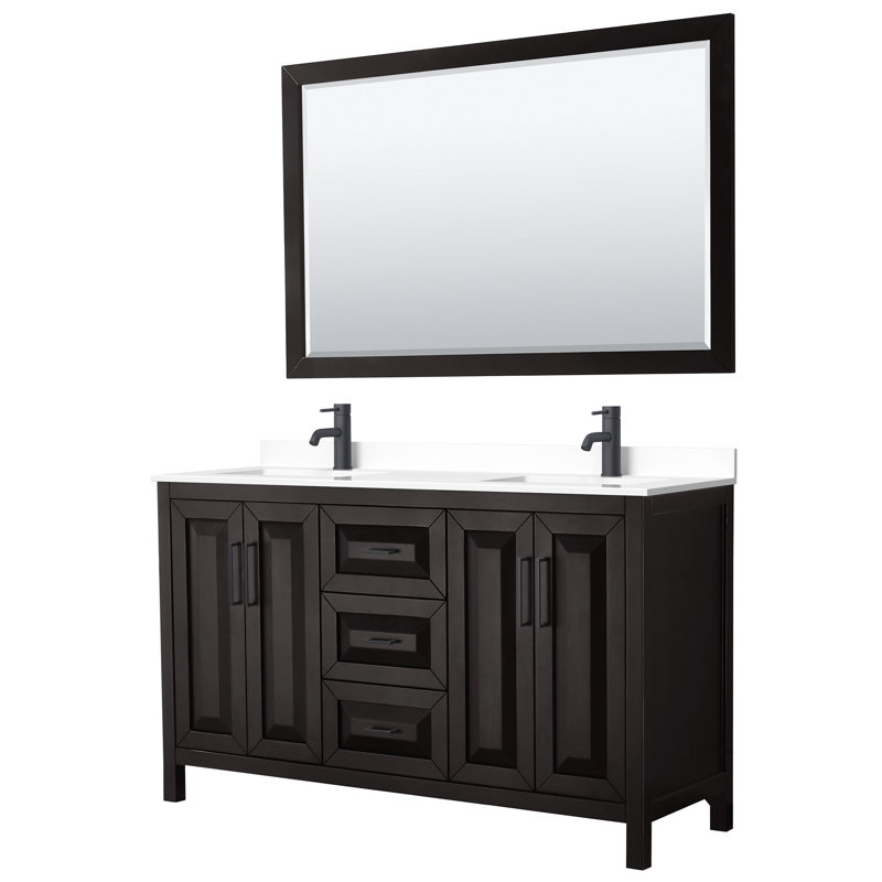 Daria 72" Double Bathroom Vanity Set with Mirror, Dark Espresso, Polished Chrome, 72"