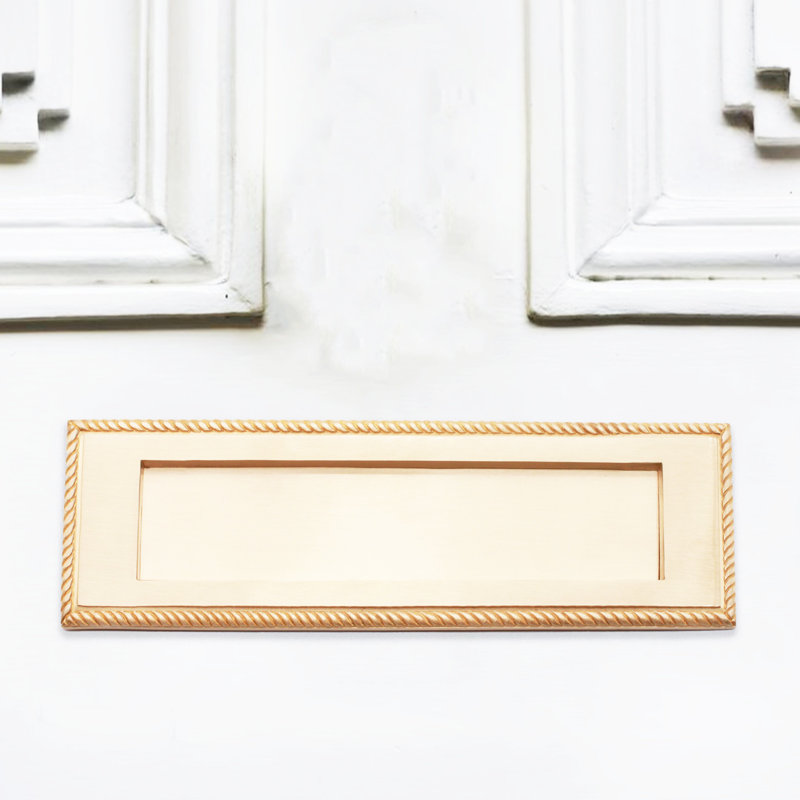 Georgian Letter Plate 250mm Satin Brass, Satin Brass