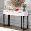 Console moderne avec tiroirs Lumira, structure dorée, avec patins réglables et poignées élégantes-129873976