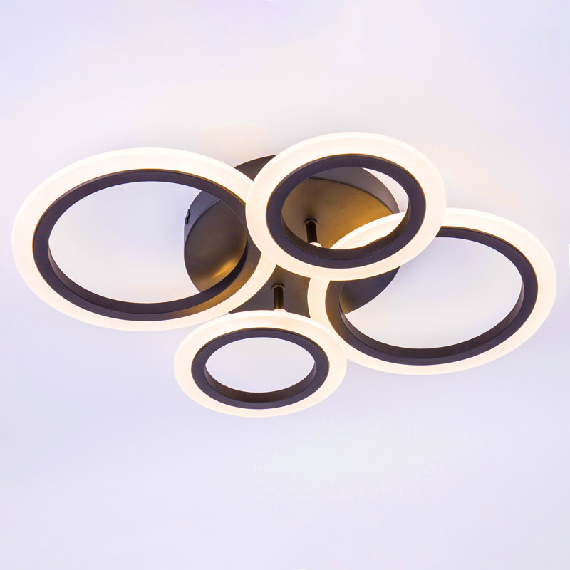 Christain 4-Light Black Modern Integrated LED Flush Mount Ceiling Light