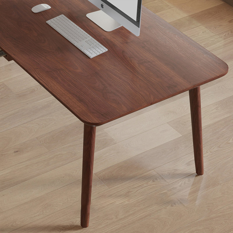 Bureau rectangulaire en bois massif brun noisette, H 29,53 po x l 55,12 po x P 27,56 po