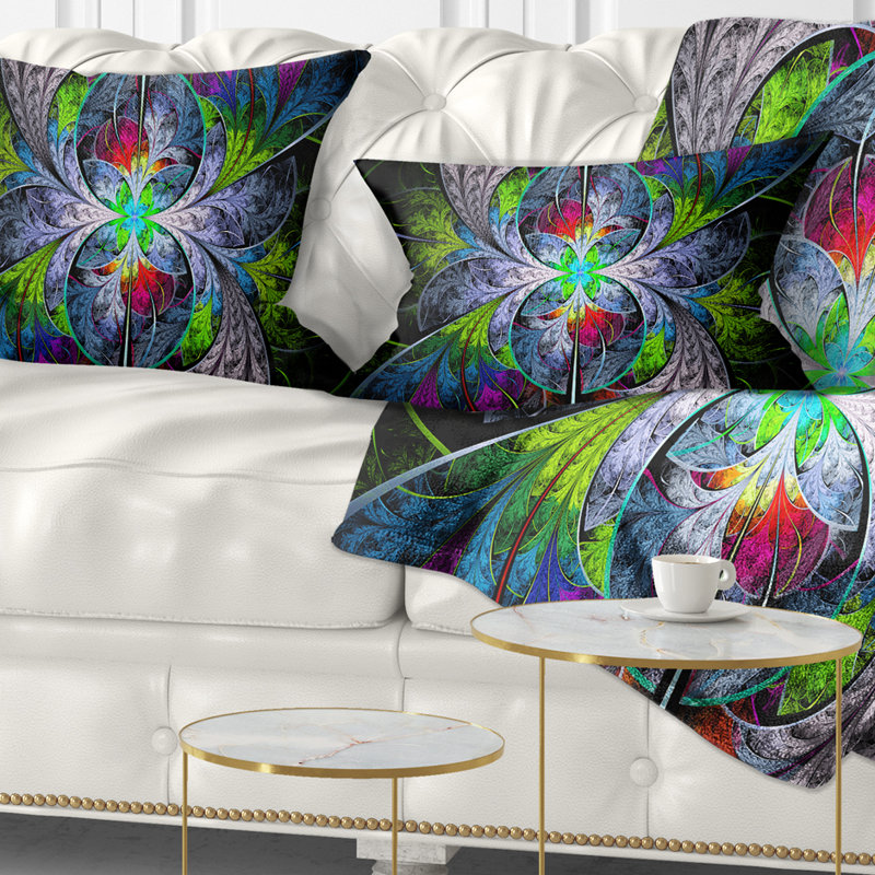 Coussin lombaire en verre coloré abstrait fractal
