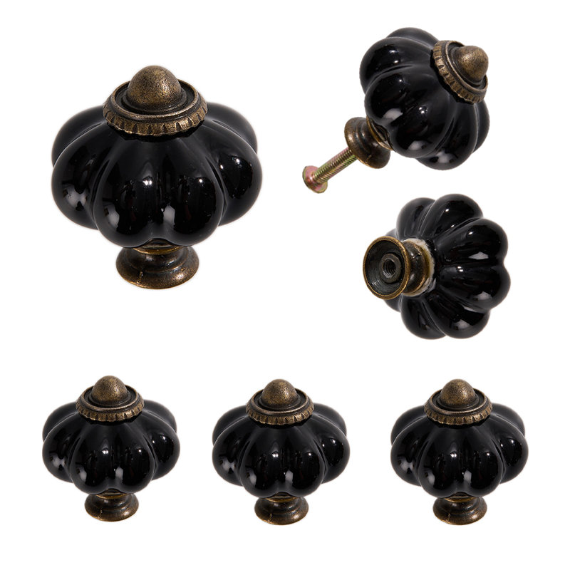 6Pcs Pumpkin-shaped Ceramic Furniture Knobs